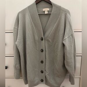 H&M Fine knit Women's 100% Cashmere Oversized Cardigan Sweater - light green